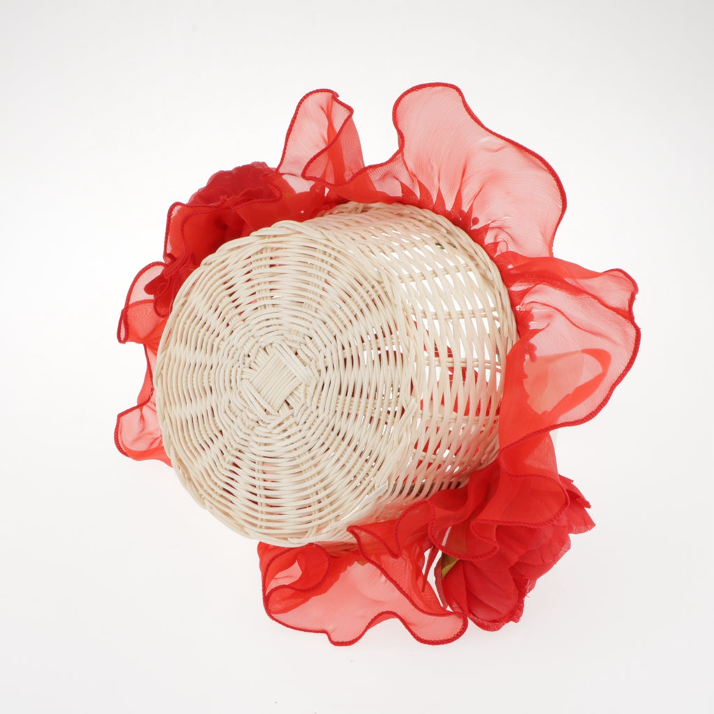 Rattan Lace Peal Wedding Basket Flower Crystal Basket Party Decors Red