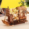 Wooden House Windmill Sailboat Pen Holder Music Box Gift for Children Kids