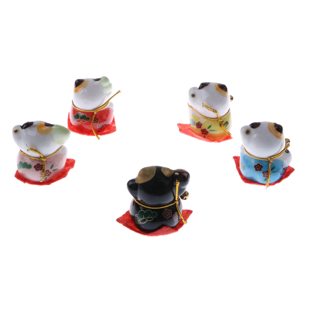 5pcs Waving Hand Fortune Cat Animal Statue Figure Toy Home Decoration #C