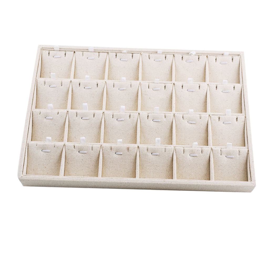 Rings Earrings Jewelry Display Organizer Tray Holder 24 Grids Necklace Tray