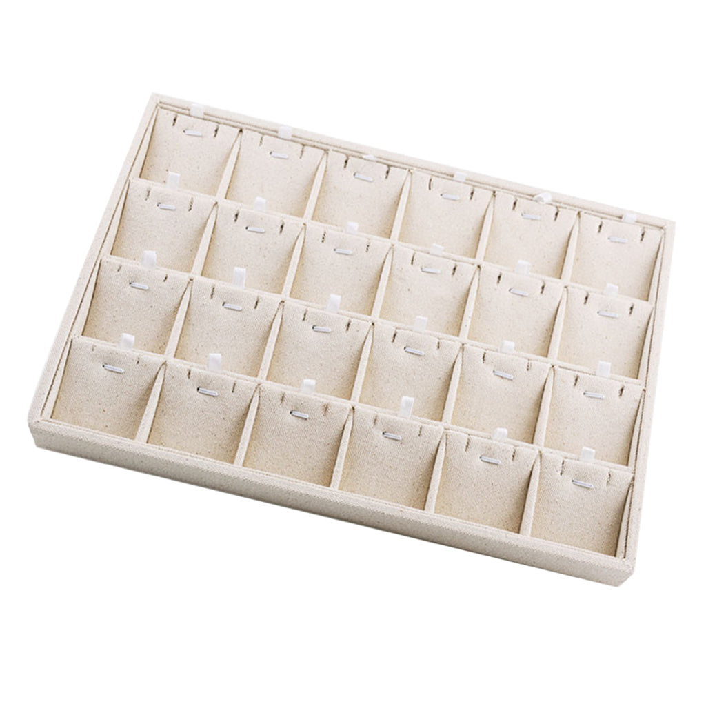 Rings Earrings Jewelry Display Organizer Tray Holder 24 Grids Necklace Tray