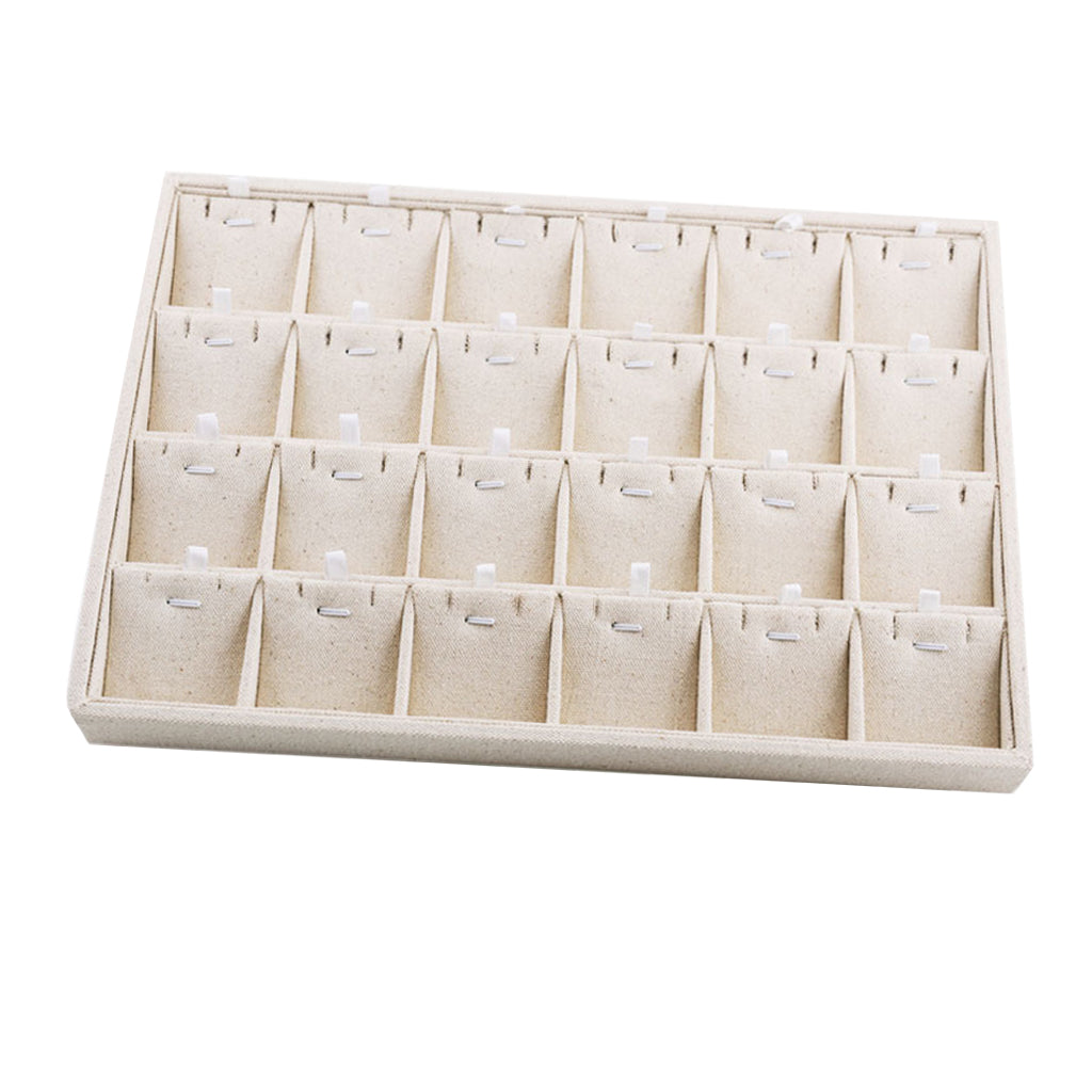 Rings Earrings Jewelry Display Organizer Tray Holder 24 Grids Necklace Tray