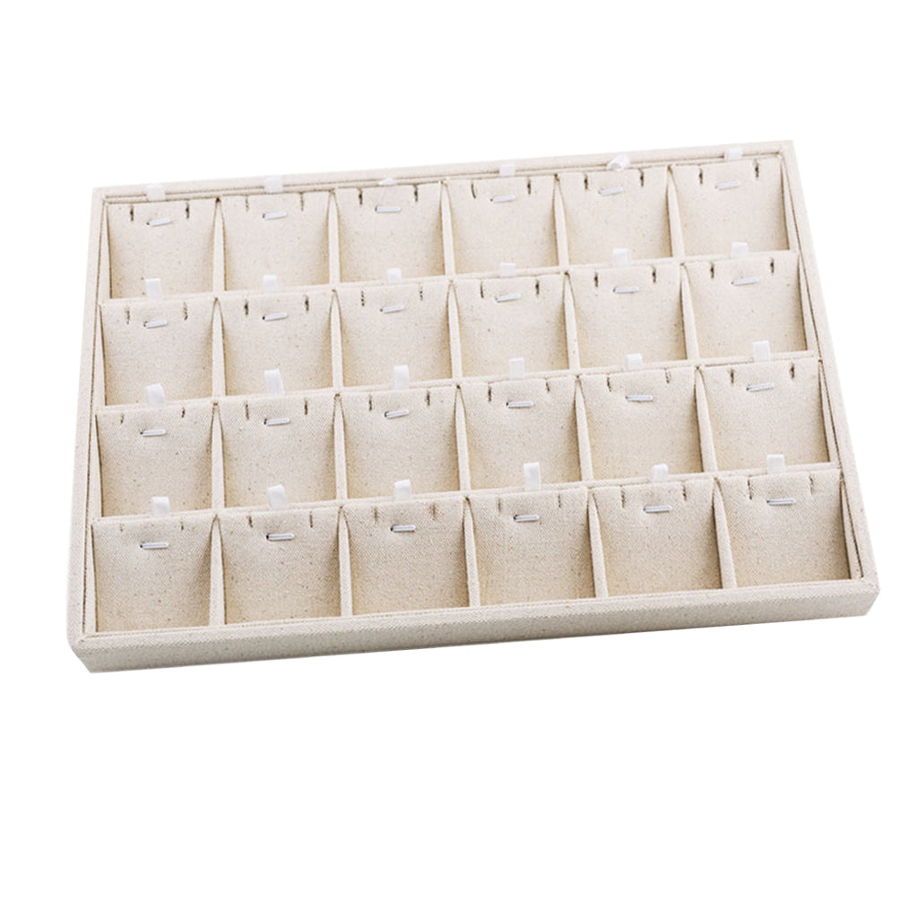 Rings Earrings Jewelry Display Organizer Tray Holder 24 Grids Necklace Tray