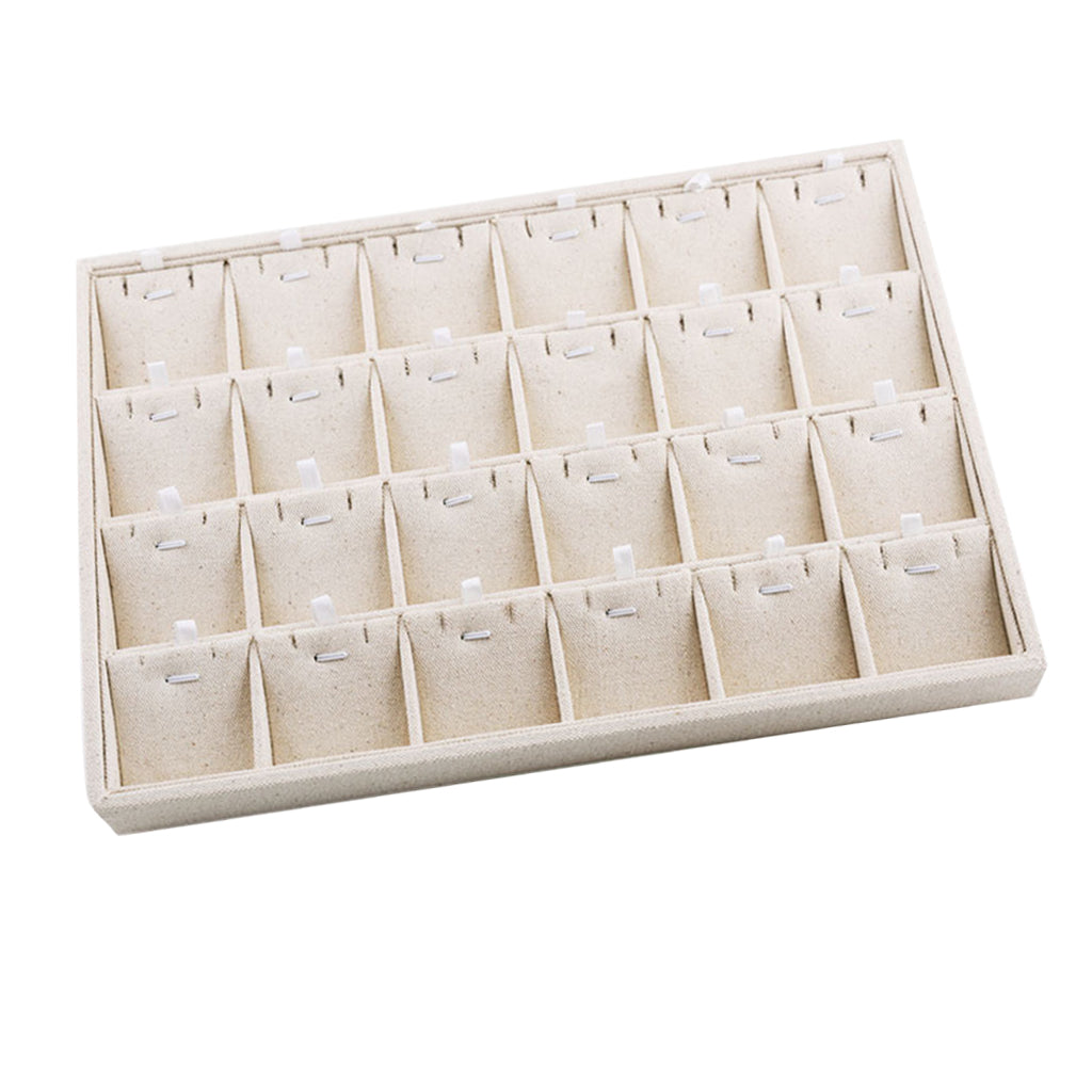 Rings Earrings Jewelry Display Organizer Tray Holder 24 Grids Necklace Tray