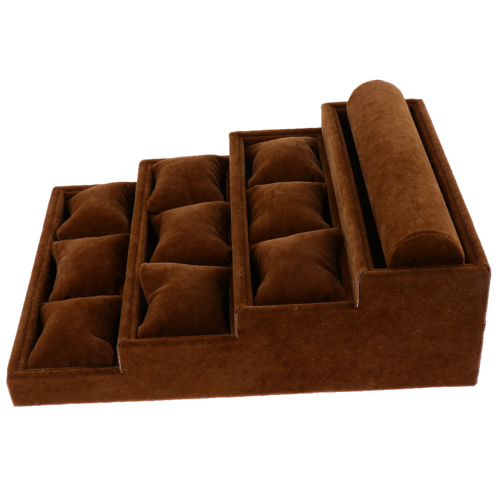 Velvet Jewelry Display Trays Bracelet Organizer Storage Pillow Trays Brown