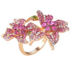 Women Gold Plated Alloy Ring Cubic Zirconia Crystal Flower Finger Ring 7