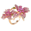 Women Gold Plated Alloy Ring Cubic Zirconia Crystal Flower Finger Ring 7