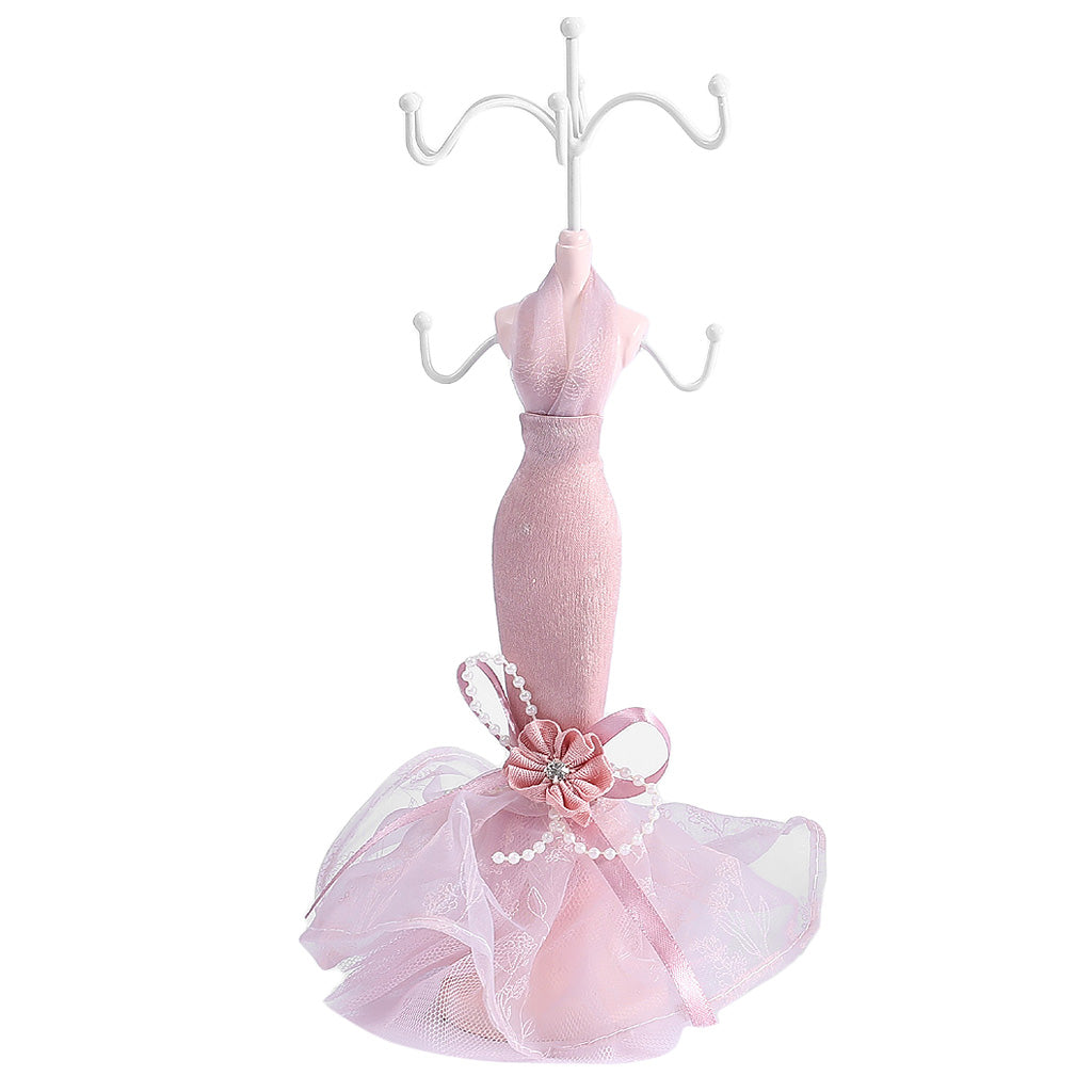 Elegant Evening Dress Lady Mannequin Hook Jewelry Organizer Display Showcase Pink 1