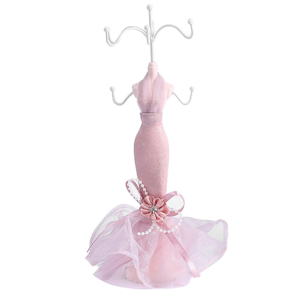 Elegant Evening Dress Lady Mannequin Hook Jewelry Organizer Display Showcase Pink 1