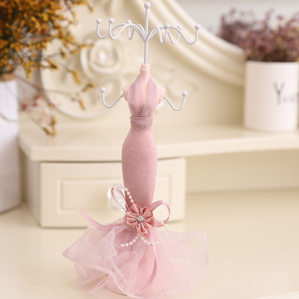 Elegant Evening Dress Lady Mannequin Hook Jewelry Organizer Display Showcase Pink 1