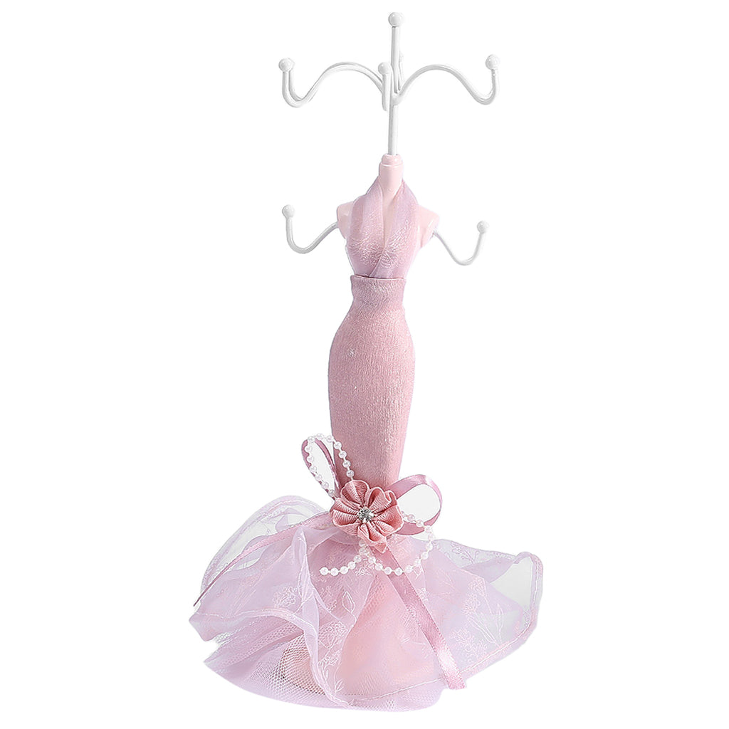 Elegant Evening Dress Lady Mannequin Hook Jewelry Organizer Display Showcase Pink 1