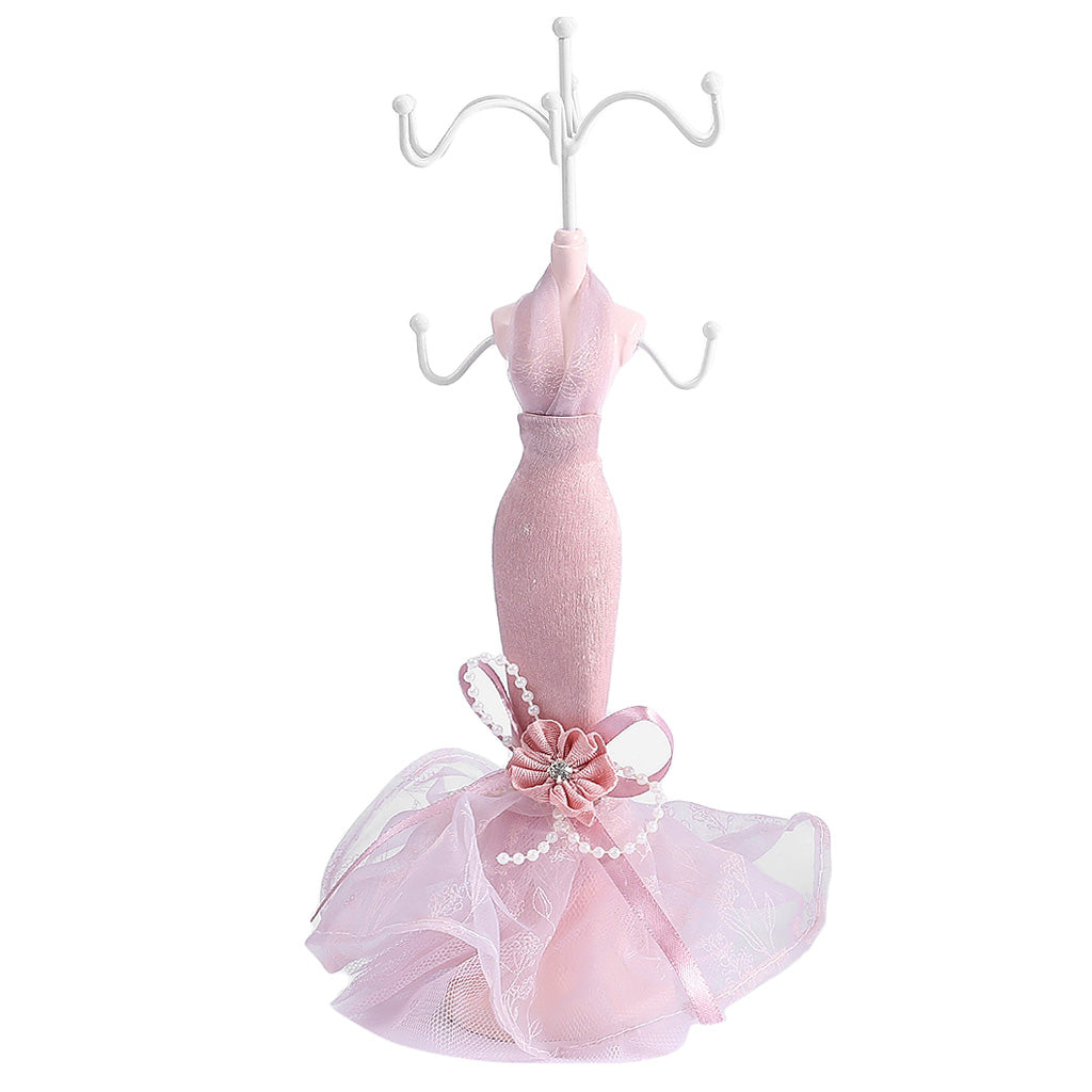 Elegant Evening Dress Lady Mannequin Hook Jewelry Organizer Display Showcase Pink 1