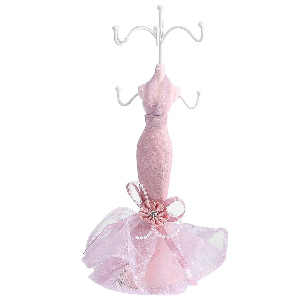 Elegant Evening Dress Lady Mannequin Hook Jewelry Organizer Display Showcase Pink 1