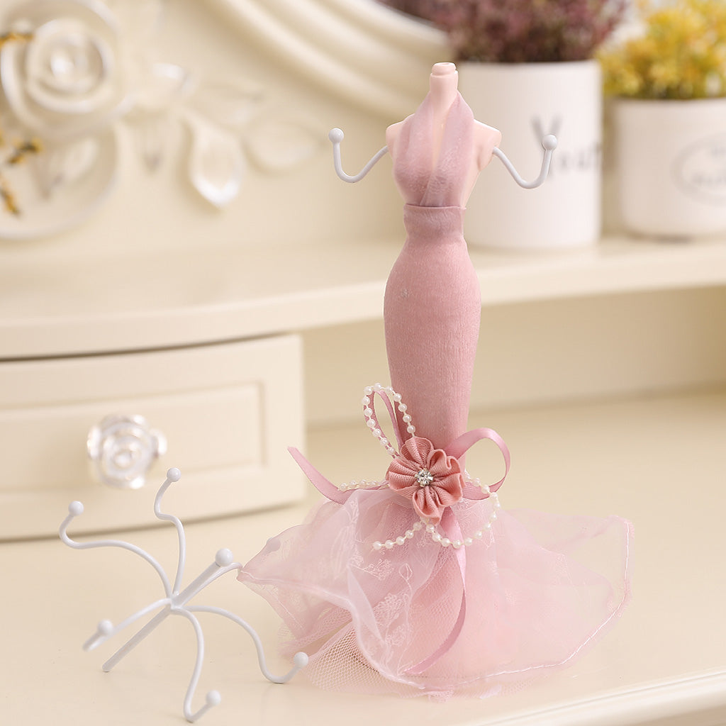 Elegant Evening Dress Lady Mannequin Hook Jewelry Organizer Display Showcase Pink 1