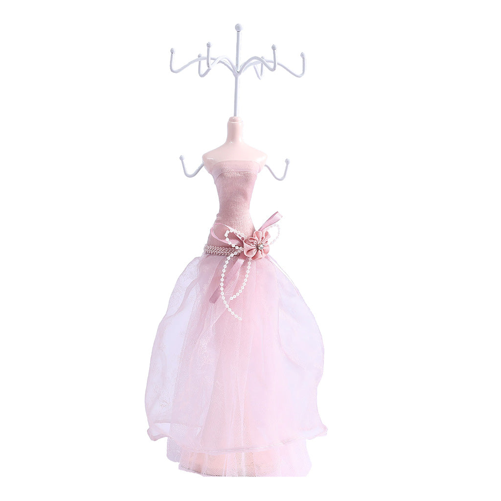 Elegant Evening Dress Lady Mannequin Hook Jewelry Organizer Display Showcase Pink 3