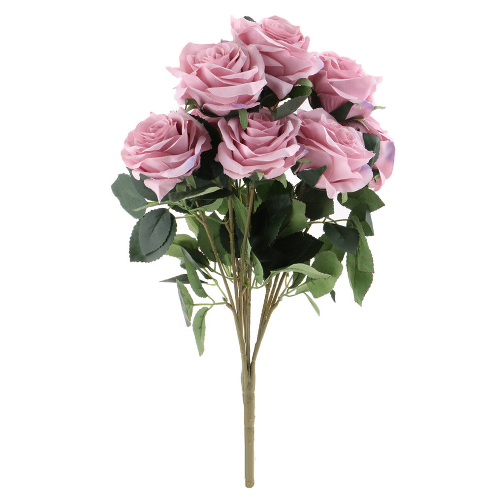 Artificial French Rose Flower Bouquet Wedding Home Floral Decor Purple