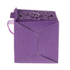 50x Heart Flower Hollow Out Candy Gift Boxes with Bow Ribbons Decor Purple