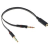 Headphone Mic Y Splitter Cable Audio Microphone 3.5mm Jack For PC