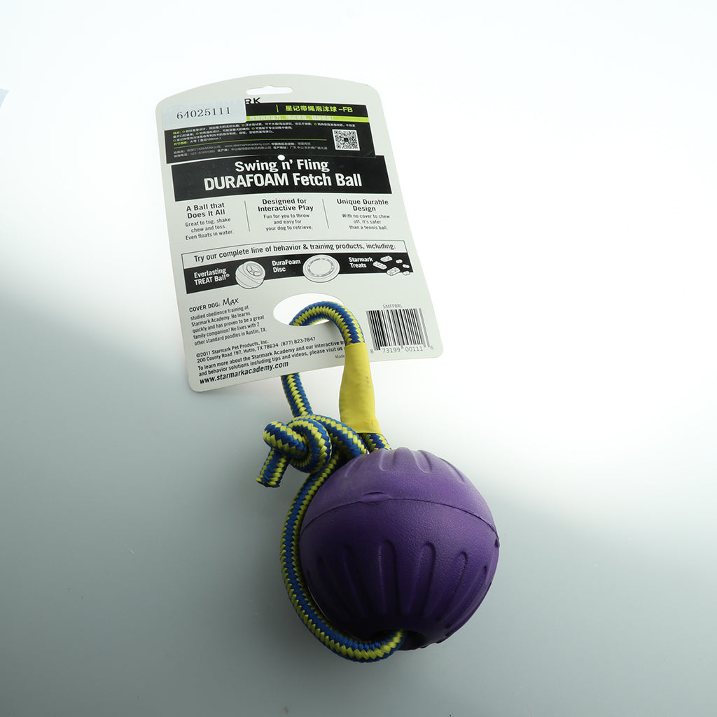 Foam Ball Pet Dog Training Toy Ball with Rope Purple_L