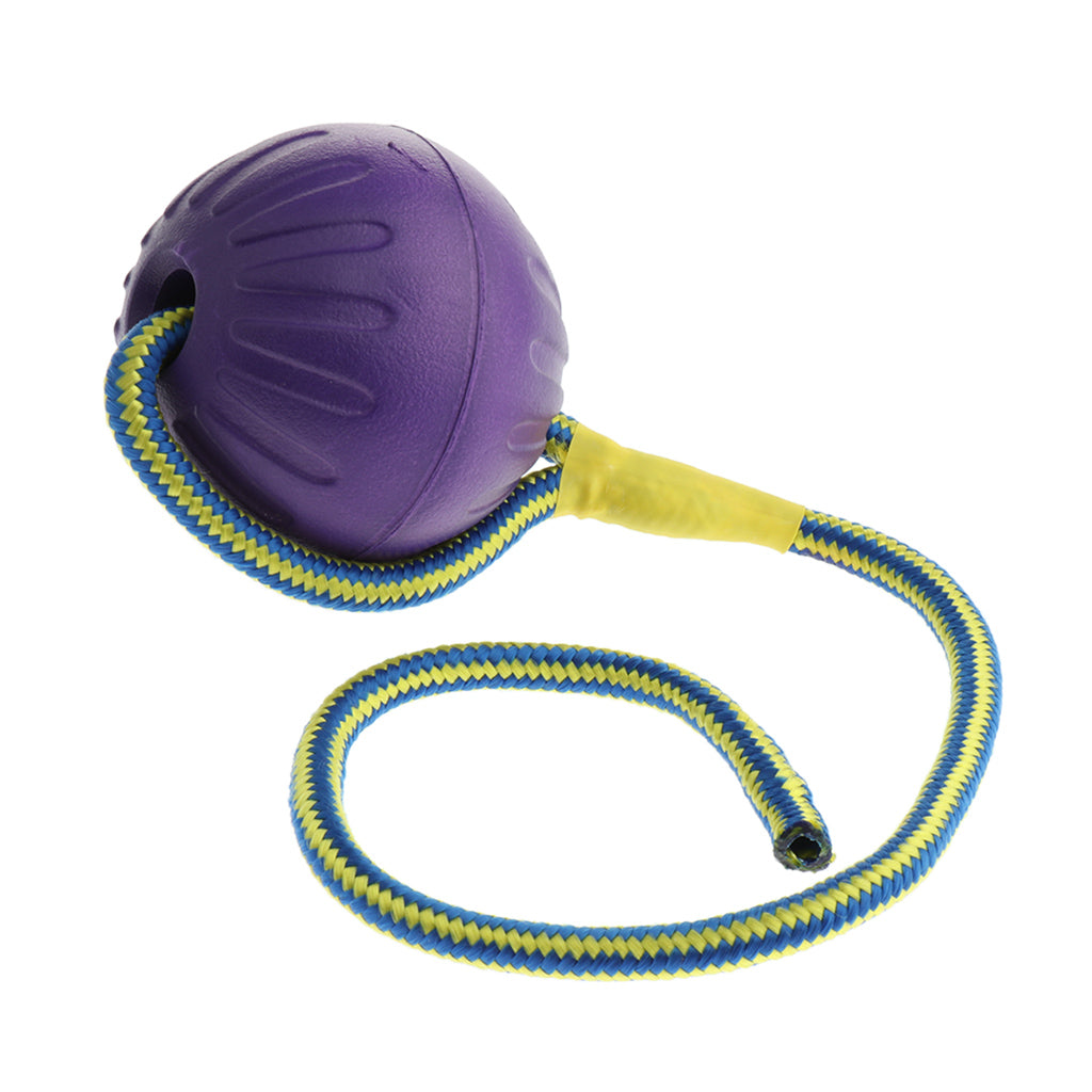 Foam Ball Pet Dog Training Toy Ball with Rope Purple_L