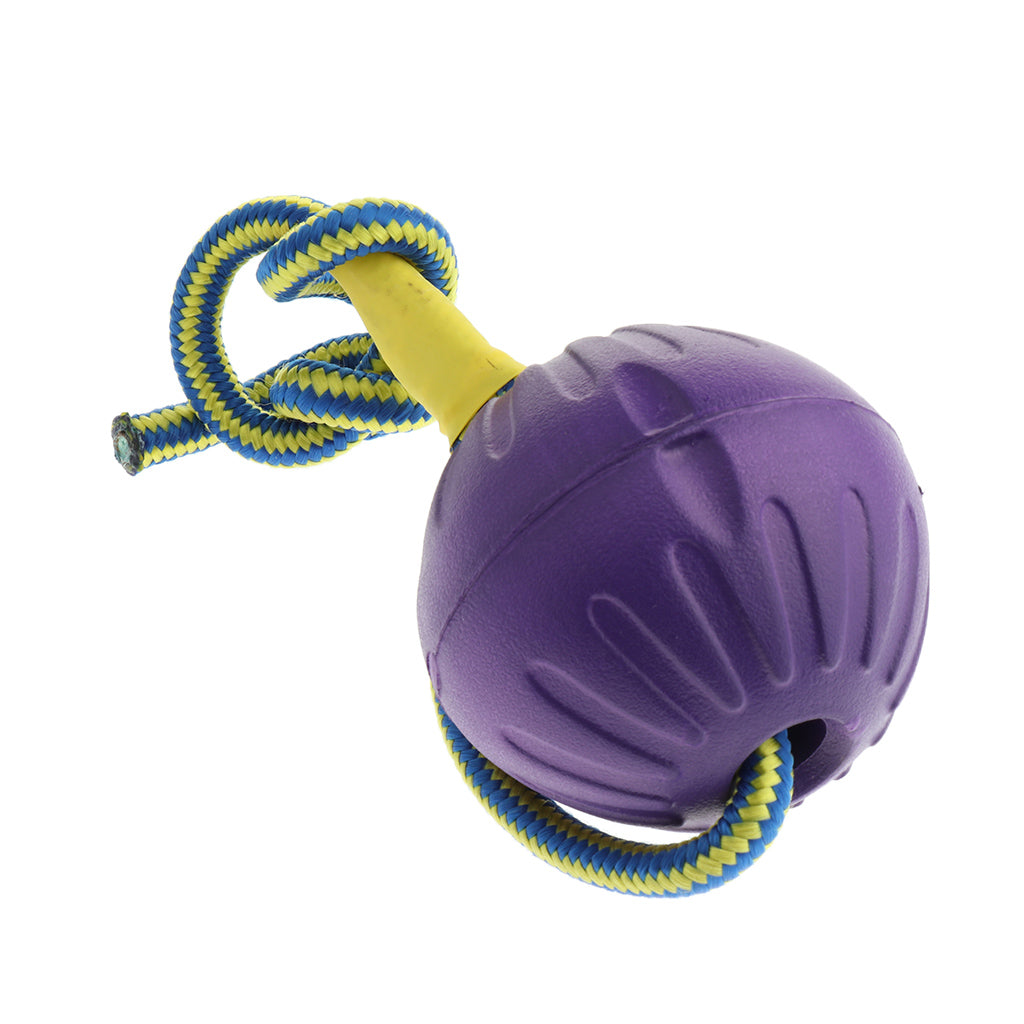 Foam Ball Pet Dog Training Toy Ball with Rope Purple_L