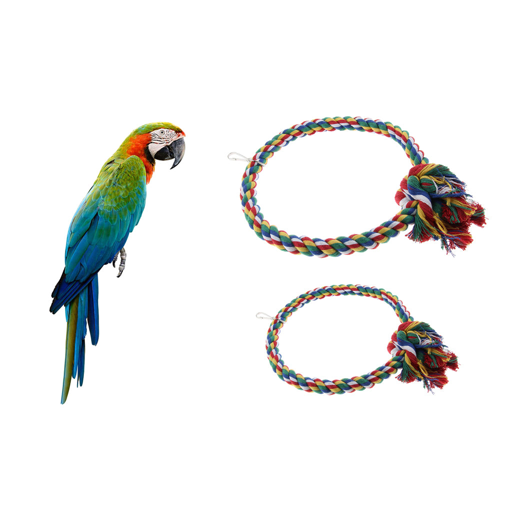 Pet Bite-resistant Cotton Rope Swing Bird Toy Round Circle Ring  L