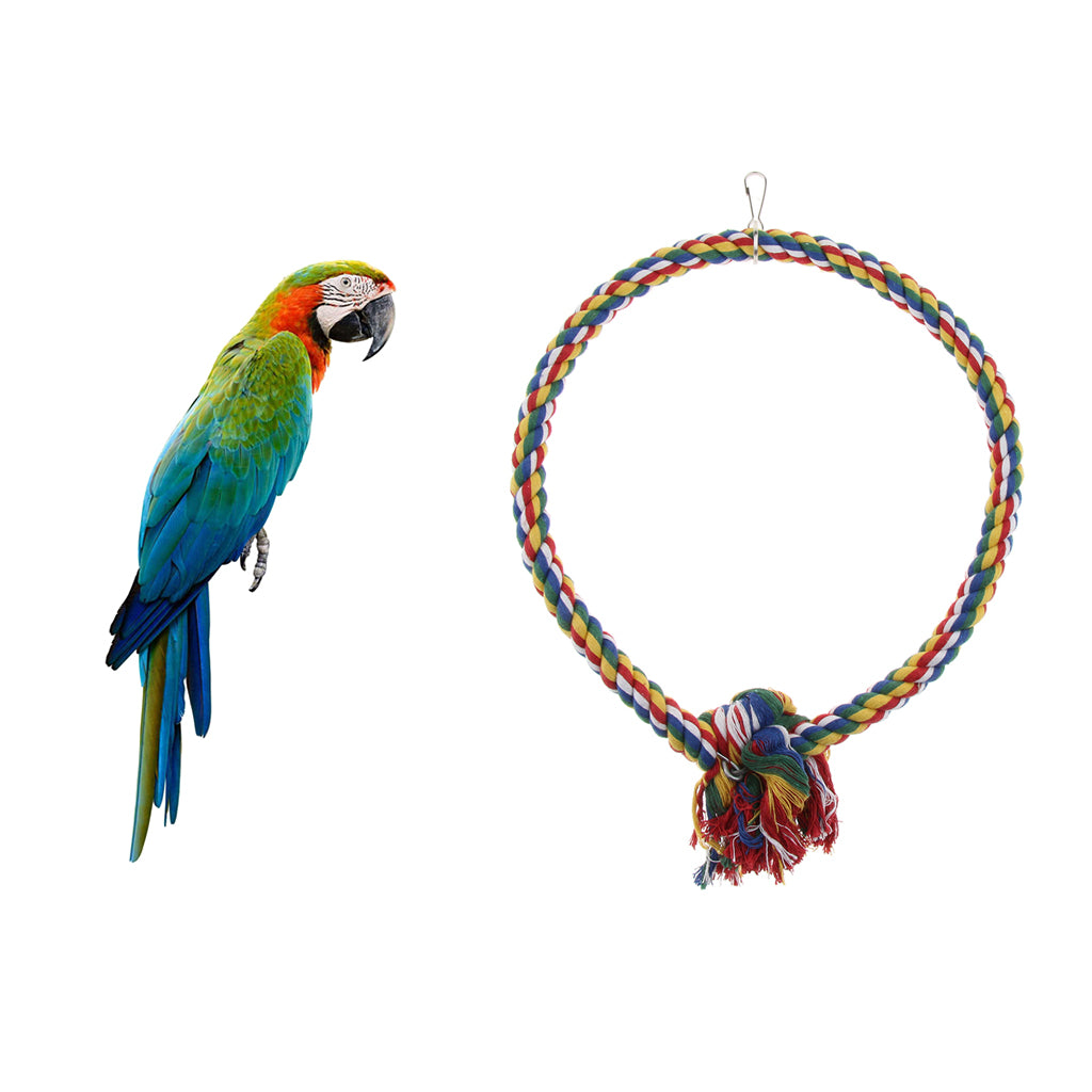 Pet Bite-resistant Cotton Rope Swing Bird Toy Round Circle Ring  L