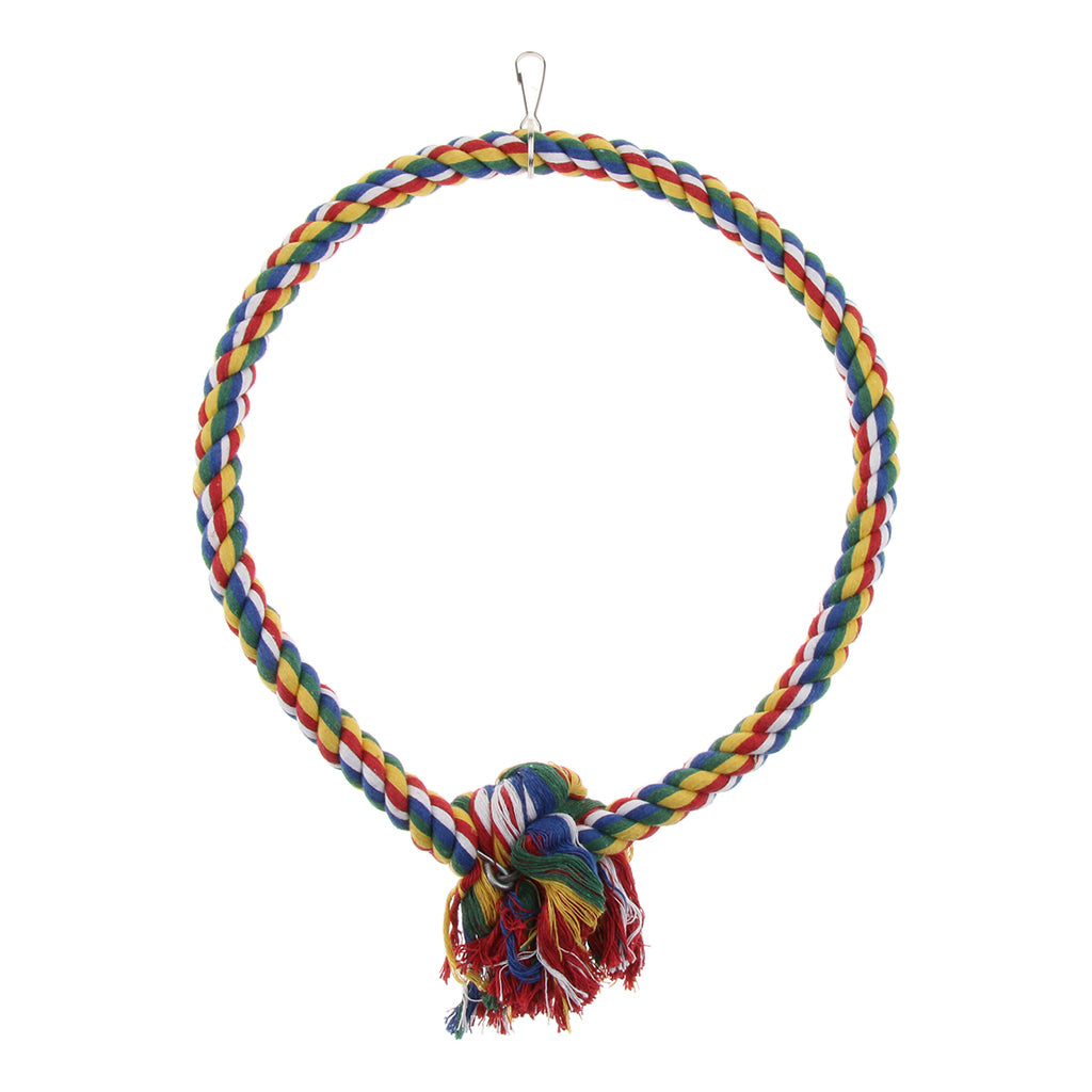 Pet Bite-resistant Cotton Rope Swing Bird Toy Round Circle Ring  S