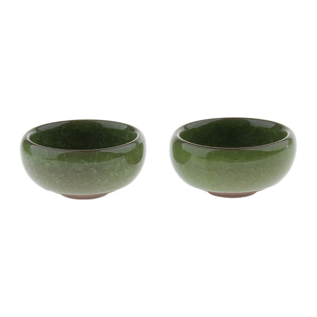 2pcs Reptile Food Water Dish Worm Bowl Ceramic Mealworm Feed Feeder green