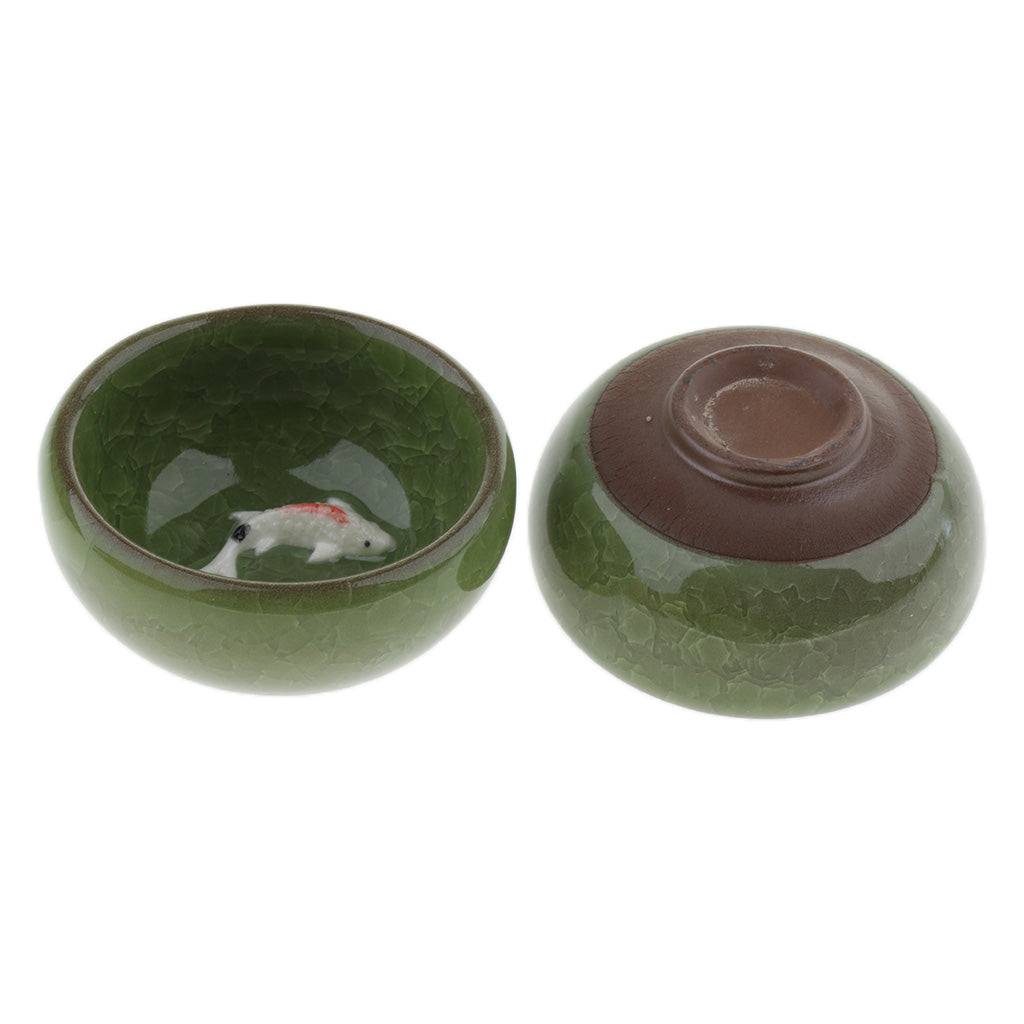 2pcs Reptile Food Water Dish Worm Bowl Ceramic Mealworm Feed Feeder green