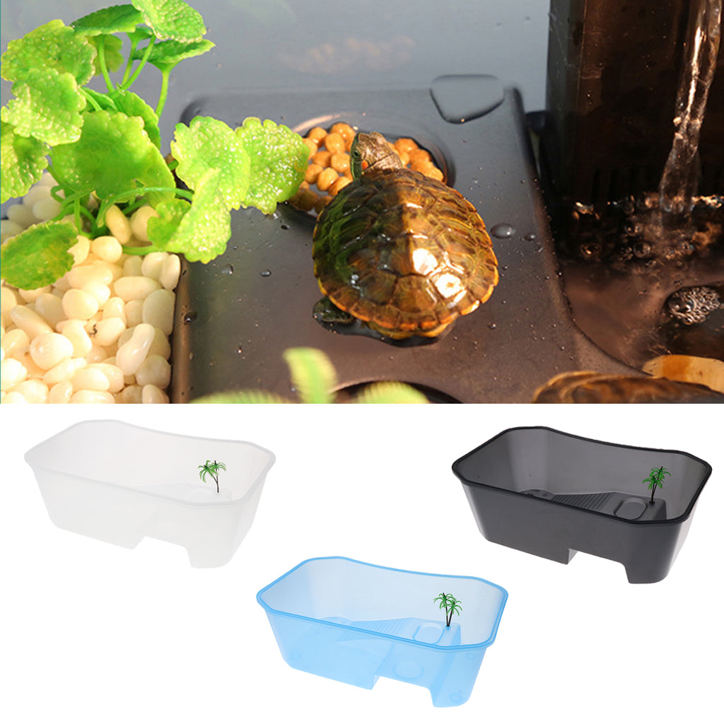 Plastic Reptile Terrapin Tortoise Turtle Tank Vivarium Feeding Box White