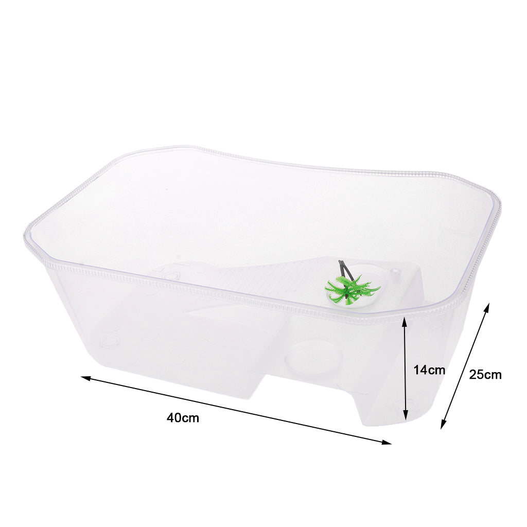 Plastic Reptile Terrapin Tortoise Turtle Tank Vivarium Feeding Box White