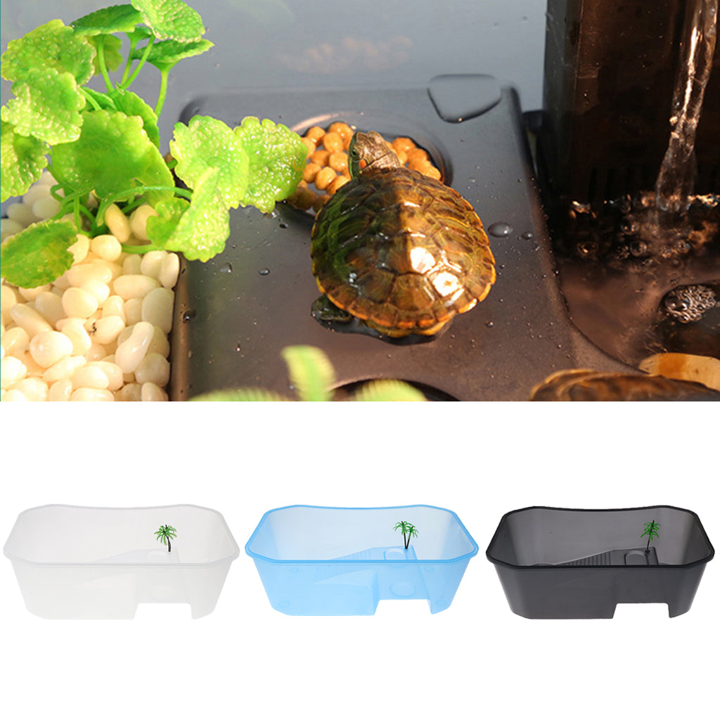 Plastic Reptile Terrapin Tortoise Turtle Tank Vivarium Feeding Box White