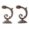 2Pcs Vintage Flower Wall Clothes Holder Tieback Hooks Curtain Hanger Copper