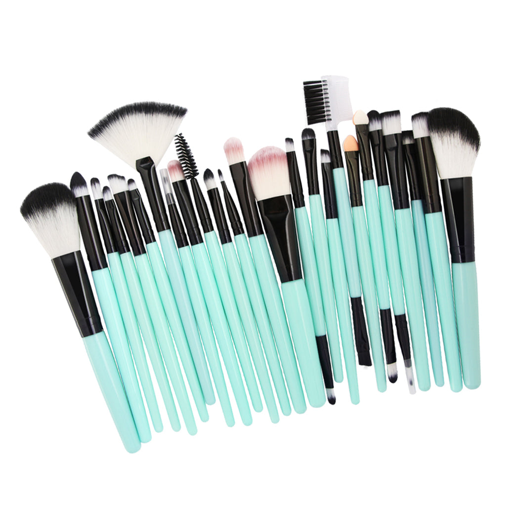 25pcs Makeup Cosmetic Brushes Set for Foundation Powder Concealer Blending Green Black