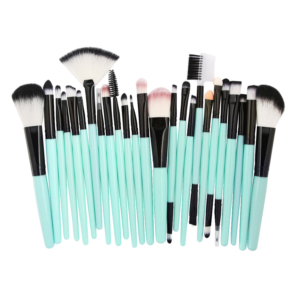 25pcs Makeup Cosmetic Brushes Set for Foundation Powder Concealer Blending Green Black