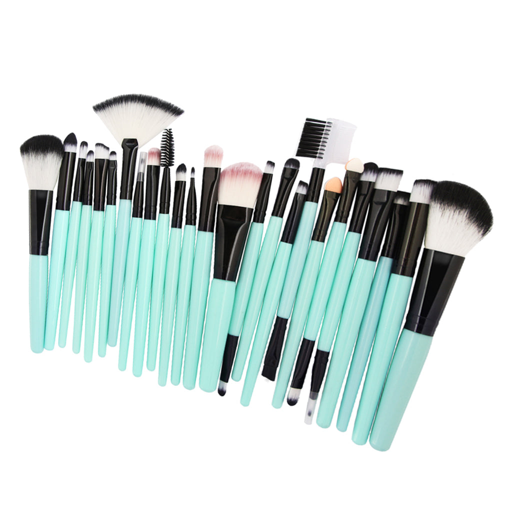 25pcs Makeup Cosmetic Brushes Set for Foundation Powder Concealer Blending Green Black