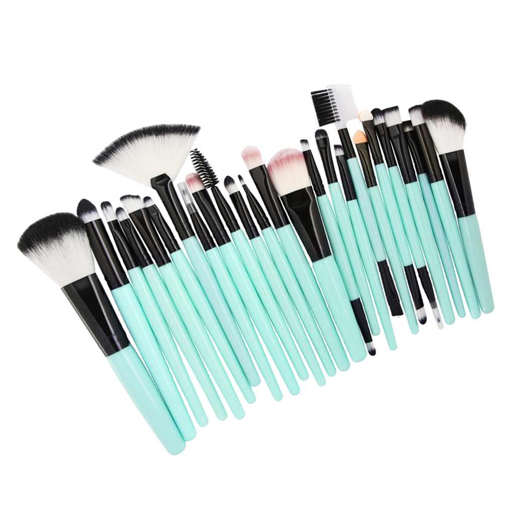 25pcs Makeup Cosmetic Brushes Set for Foundation Powder Concealer Blending Green Black