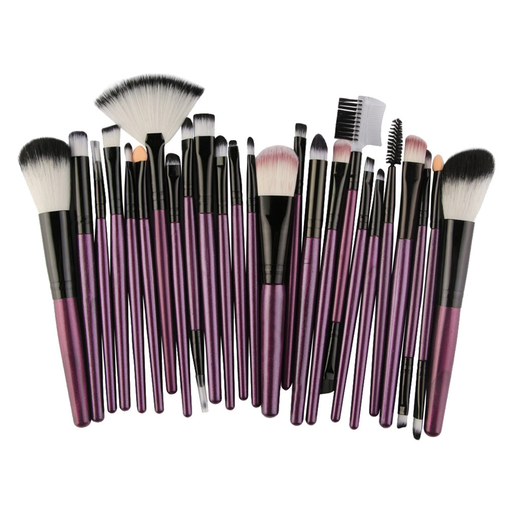 25pcs Makeup Cosmetic Brushes Set for Foundation Powder Concealer Blending Purple Black