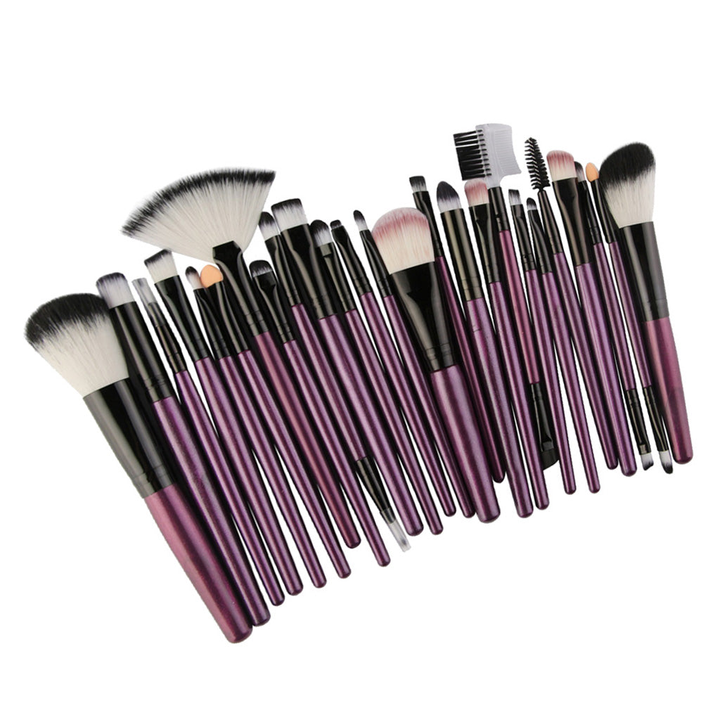 25pcs Makeup Cosmetic Brushes Set for Foundation Powder Concealer Blending Purple Black