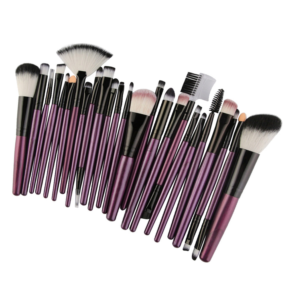 25pcs Makeup Cosmetic Brushes Set for Foundation Powder Concealer Blending Purple Black