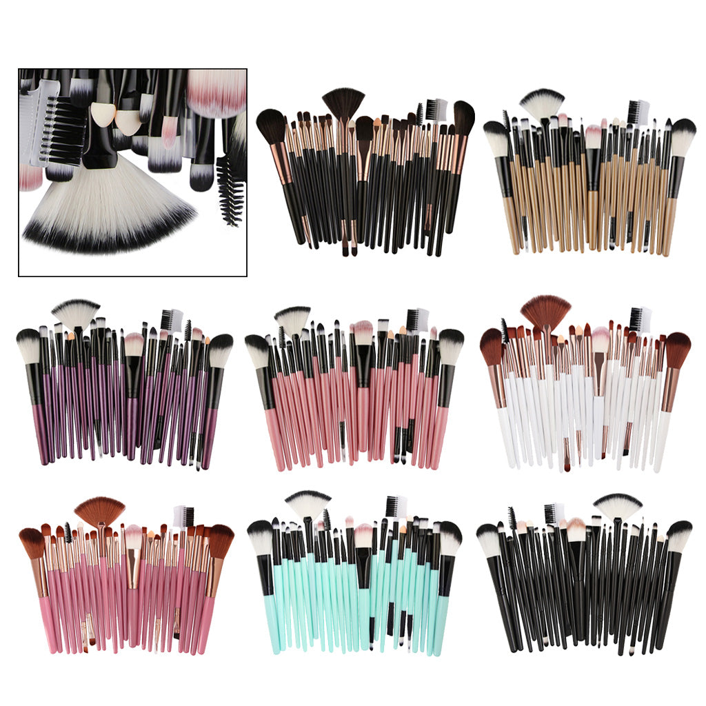 25pcs Makeup Cosmetic Brushes Set for Foundation Powder Concealer Blending Black Coffee