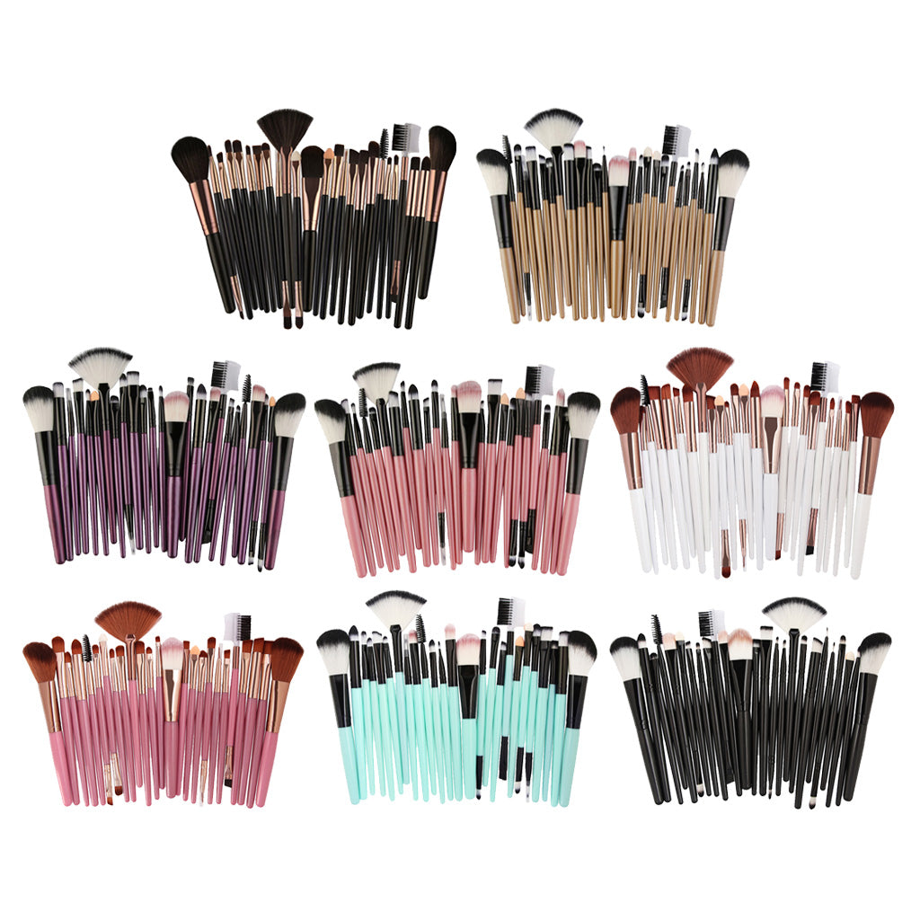 25pcs Makeup Cosmetic Brushes Set for Foundation Powder Concealer Blending Black Coffee