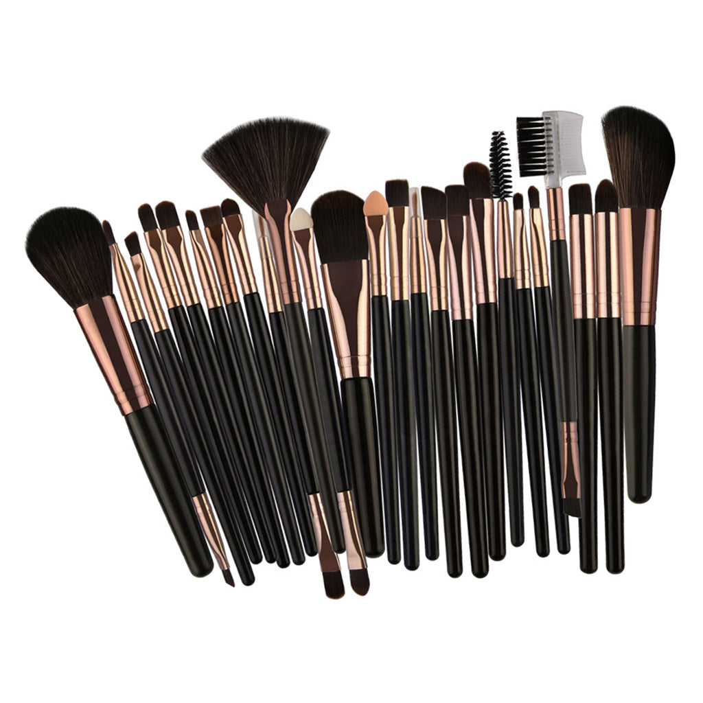 25pcs Makeup Cosmetic Brushes Set for Foundation Powder Concealer Blending Black Coffee