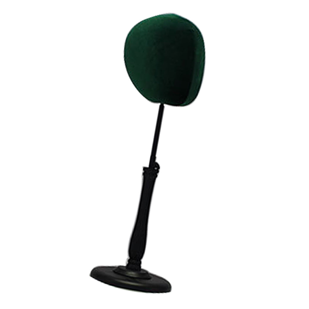 Adjustable Tabletop Hat Stand Mannequin Wig Cap Display Stand Dark Green