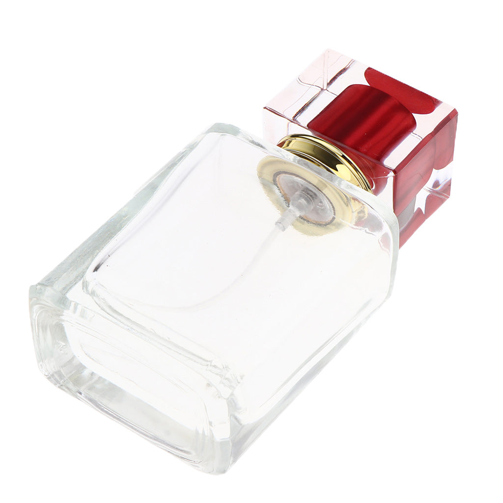 Empty Glass Perfume Fragrance Bottle Aftershave Spray Containers 50ml Red Cap