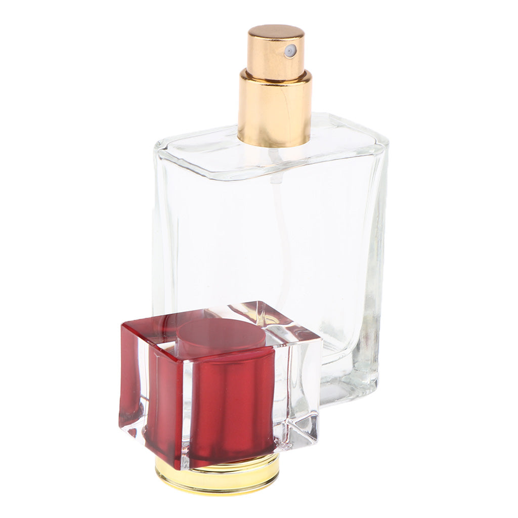 Empty Glass Perfume Fragrance Bottle Aftershave Spray Containers 50ml Red Cap