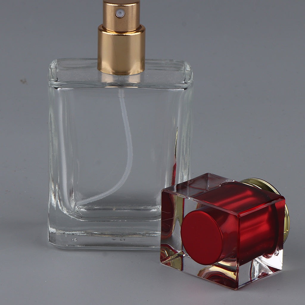 Empty Glass Perfume Fragrance Bottle Aftershave Spray Containers 50ml Red Cap