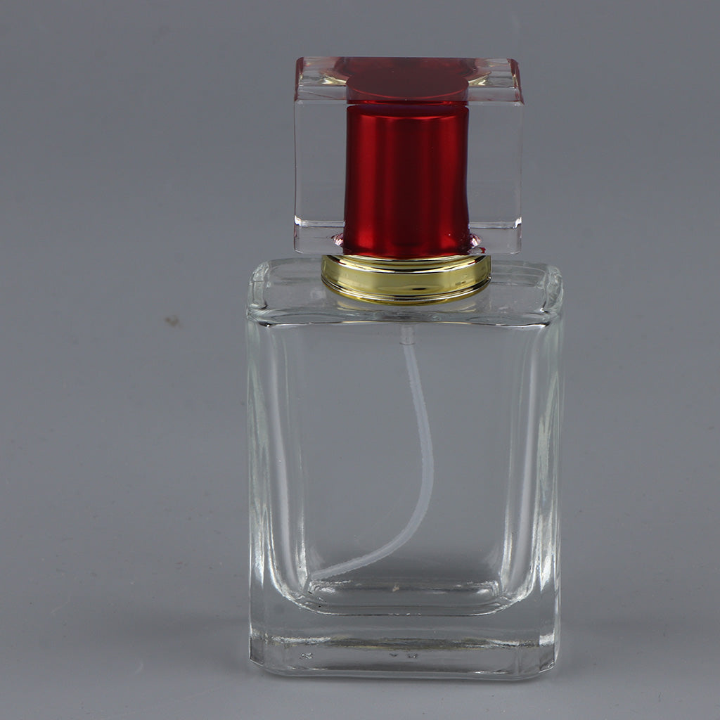 Empty Glass Perfume Fragrance Bottle Aftershave Spray Containers 50ml Red Cap