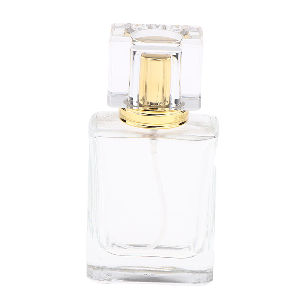 Empty Glass Perfume Fragrance Bottle Aftershave Spray Containers 50ml Golden Cap